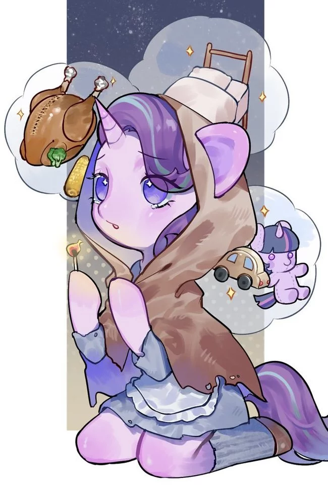 Donut with matches - My little pony, Anthro, Starlight Glimmer, Match Girl, MLP Sad, Crossover