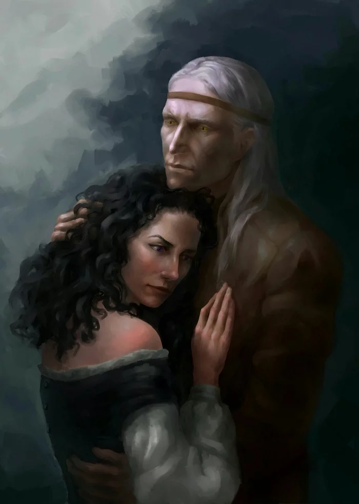 Geralt and Yennefer from the author Snizhana the Barbarian (Snizna) - Witcher, Art, Geralt of Rivia, Yennefer, Andrzej Sapkowski, The Witcher: Blood of Elves