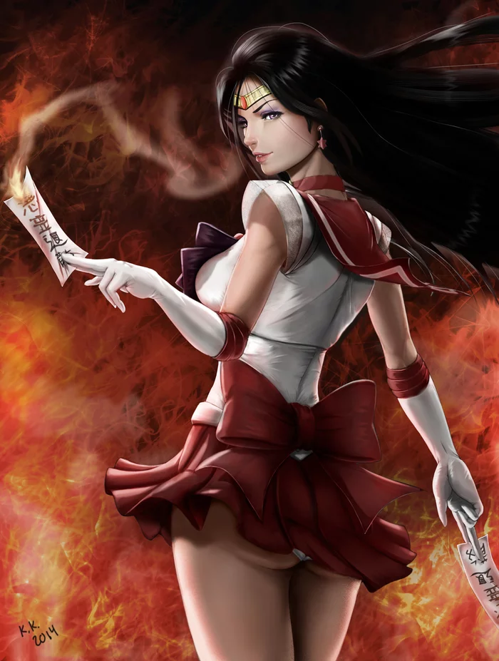 Sailor Mars - NSFW, Аниме, Anime Art, Арт, Sailor Moon, Sailor Mars, Hino Rei, Огонь, Raimy329