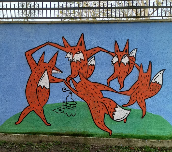 Merry round dance - Street art, Kaliningrad, Drawing, Henri Matisse