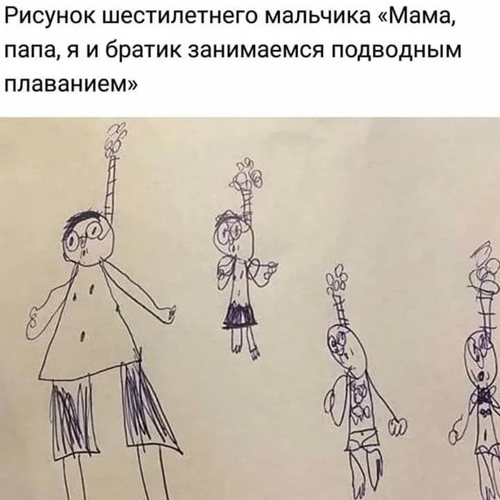 And they look like hanged people) - Drawing, Children, Scuba diving