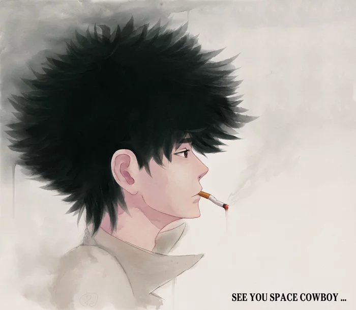 Spike Spiegel - My, Drawing, Art, Fan art, Anime, Paintstorm Studio, Digital drawing, Cowboy bebop, Spike spiegel