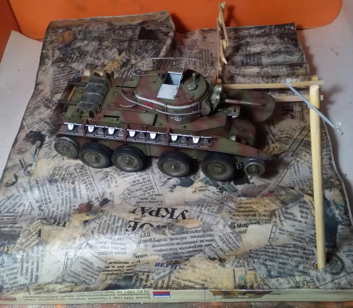 BT-7 with diorama, Star and MiniArt, 1/35. Assembly Notes - My, Stand modeling, Prefabricated model, Diorama, Assembly, Airbrushing, Tanks, BT-7, Longpost