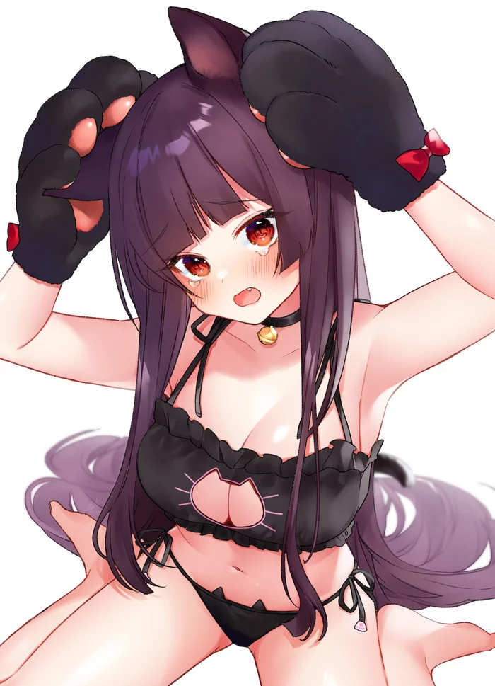 Wa2000 - NSFW, Anime, Anime art, Girls frontline, WA2000, Animal ears, Cat keyhole bra, Pantsu