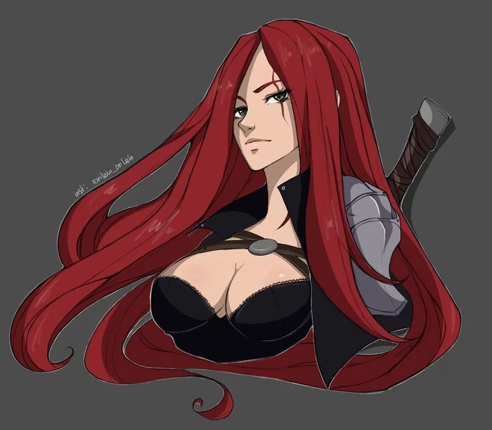 Fan Art of Katarina from the game League of Legends - My, League of legends, Girls, Drawing, Art, Katarina