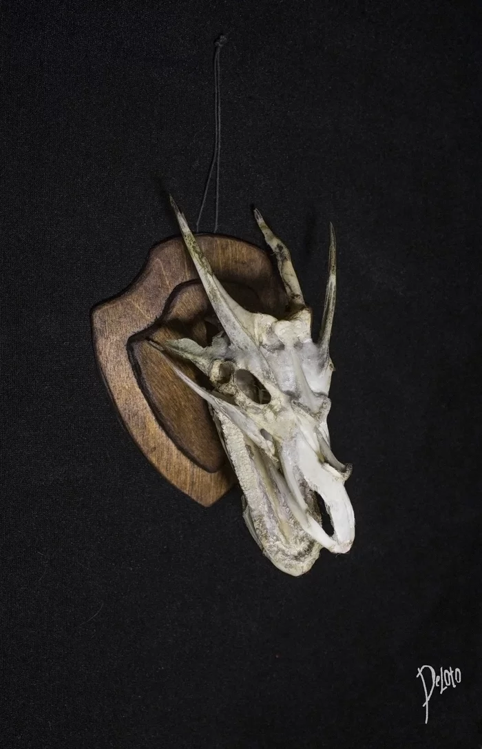 Miniature bone dragon head - My, Needlework without process, Handmade, Undead, Fantasy, The Dragon, Skeleton, Miniature, Bones, Longpost
