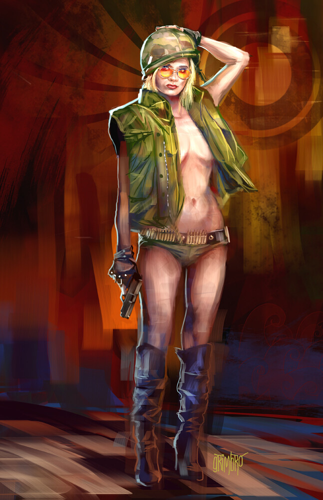 Reporting for duty - NSFW, Art, Erotic, Hand-drawn erotica, Girls, Military, 