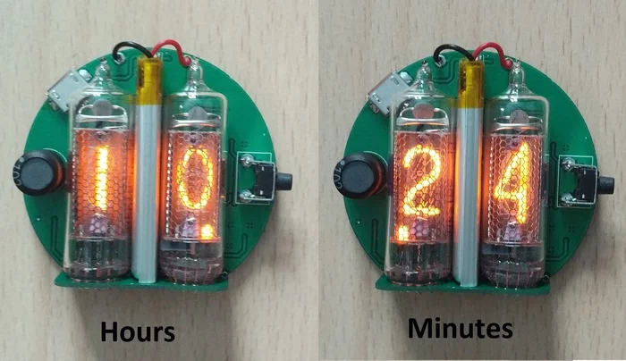 Наручные часы Микро на двух ИН-16, версия 4 - Моё, Часы, Наручные часы, Гик, Никси, Nixie clock, Своими руками, Лампа, Видео, Длиннопост, Рукоделие с процессом