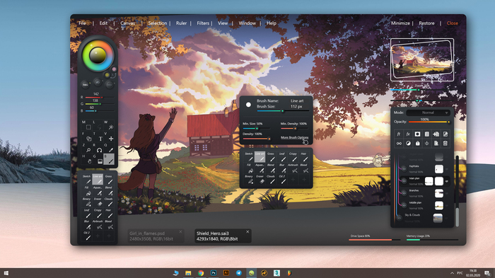 Редизайн Paint Tool SAI Ui, Графический дизайн, SAI, Photoshop, Рисование, Длиннопост