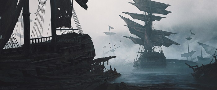 Island of Lost Ships - Art, Ship, Sea, Pirates, Battle, Juhani Jokinen