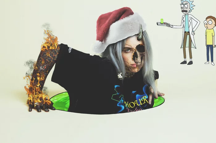 Билли Айлиш (Billie Eilish) у РИКА И МОРТИ - Моё, Билли Айлиш, Рик и Морти, Photoshop, Фотошоп мастер, Видео