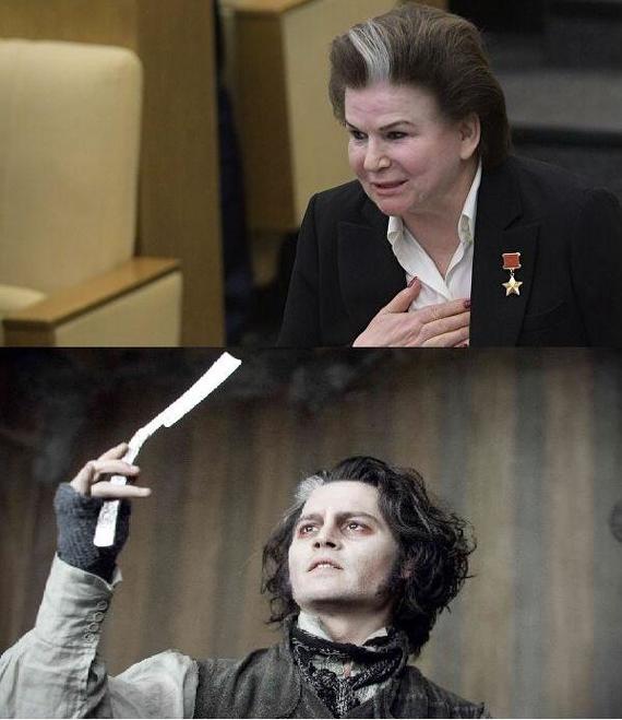 I don’t know who is worse: the demon barber or the fool deputy... - Valentina Tereshkova, Sweeney Todd, Similarity, Ditties, Deputies, Politics