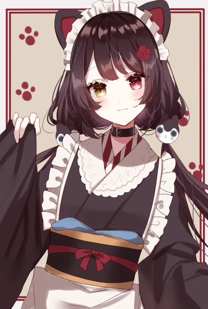 Toko Inui - Anime, Anime art, Virtual youtuber, Nijisanji, Girls, Neko, Animal ears, Heterochromia, Toko Inui