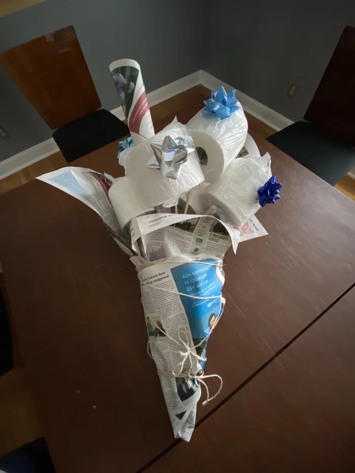 Current gift - My, Unusual bouquets, Bouquet, Birthday, Toilet paper, Longpost