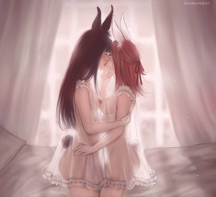 Bunnies - NSFW, Hand-drawn erotica, Art, Erotic, Eropalo, Lesbian