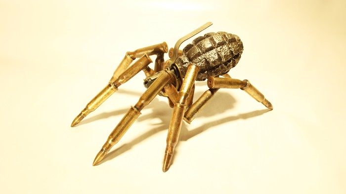 How I soldered the spider - My, Sculpture, The Second World War, With your own hands, Video, Needlework with process, Spider, Grenade f1
