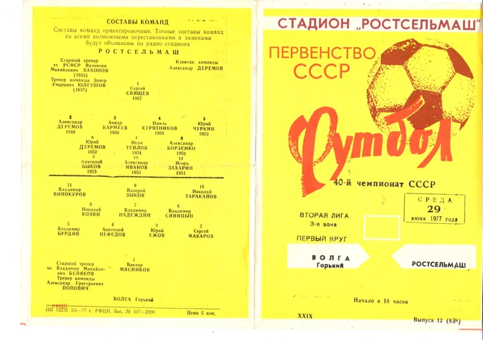 Футбол 1977 года - Моё, Футбол, 1977, Ростов-на-Дону, Ростов, Ростсельмаш, Олимп