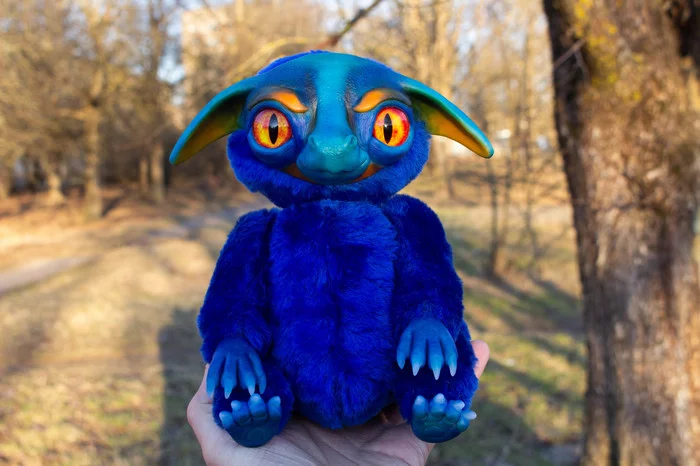 big-eyed beast - My, Author's toy, Polymer clay, Needlework without process, Longpost