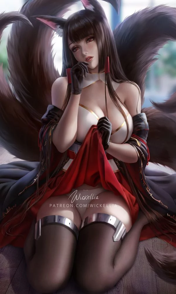 Akagi - NSFW, Аниме, Арт, Рисунок, Anime Art, Akagi, Azur Lane, Animal Ears, Панцу