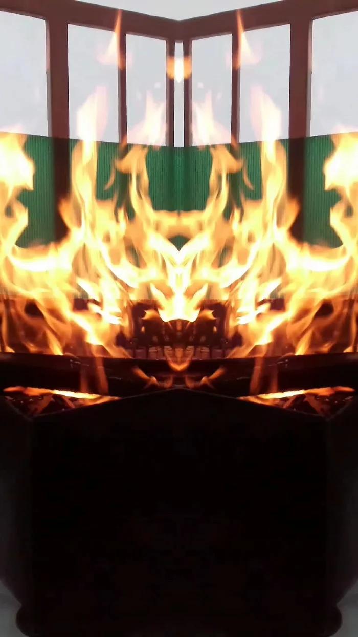 Mystical in the grill - My, Fire, Mystic, Horror, Reflection, Hell, Flame, Satan, Tiger, Longpost