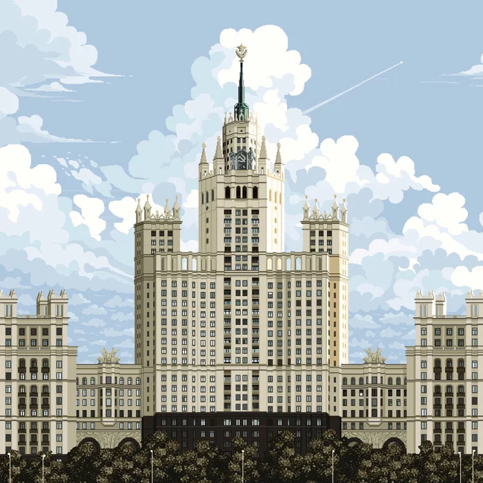 Stalin's skyscraper [pixelart] - My, Pixel, Art, Pixel Art