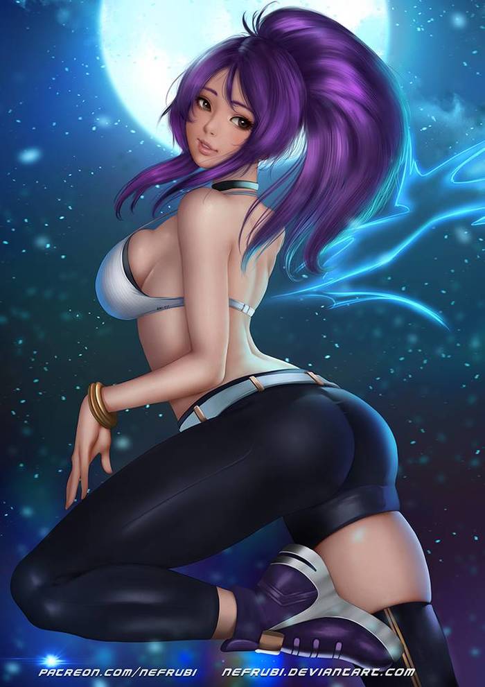 Akali - NSFW, Hand-drawn erotica, Erotic, Art, Nefrubi, League of legends, Akali, Booty