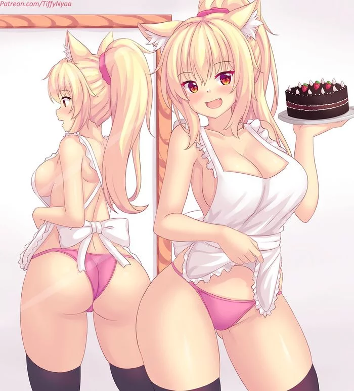 Tiffy - NSFW, Anime, Pantsu, Neko, Anime art, Original character, Animal ears, Breast, Tiffy