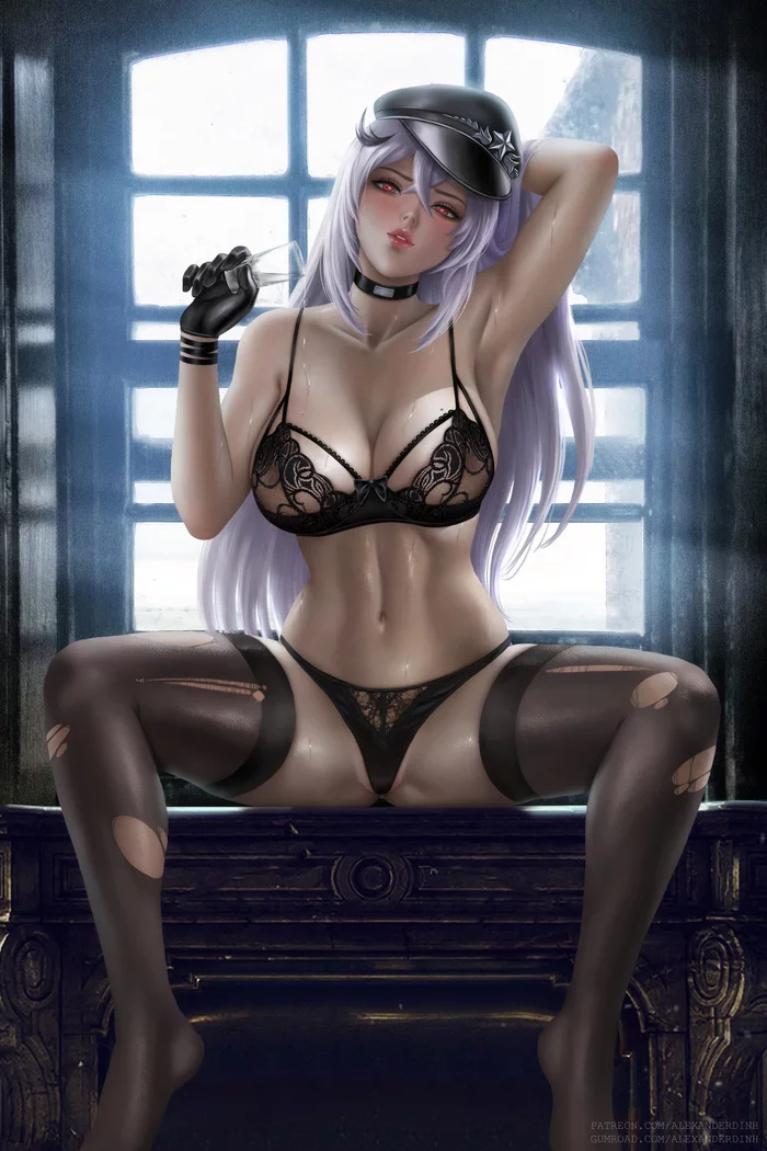 Gangut - NSFW, Art, Azur lane, Gangut, Erotic, Game art, Underwear, Stockings, Alexanderdinh