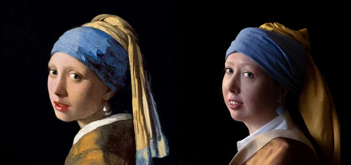 Photo flash mob in quarantine - My, Flash mob, Painting, Jan Vermeer, Girl with a pearl earring, Insulation