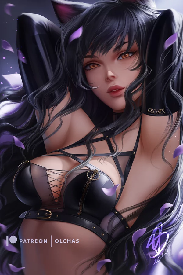 Blake Belladonna - NSFW, Art, Erotic, Underwear, Anime, Anime art, RWBY, Blake belladonna, Olchas