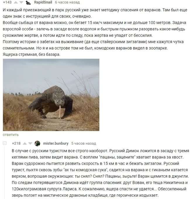 Reply to the post “Russian savvy” - Monitor lizard, Russians, Savvy, Animals, Comments, Comments on Peekaboo, Screenshot, Reply to post