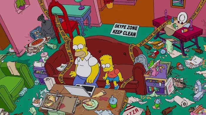 Skype zone - The Simpsons, Homer Simpson, Bart Simpson, Skype, Quarantine, Remote work