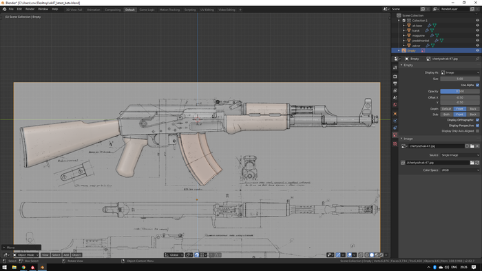 AK - 47 , , 3D, Mesh, Blender, Blender 3D , Sketchfab