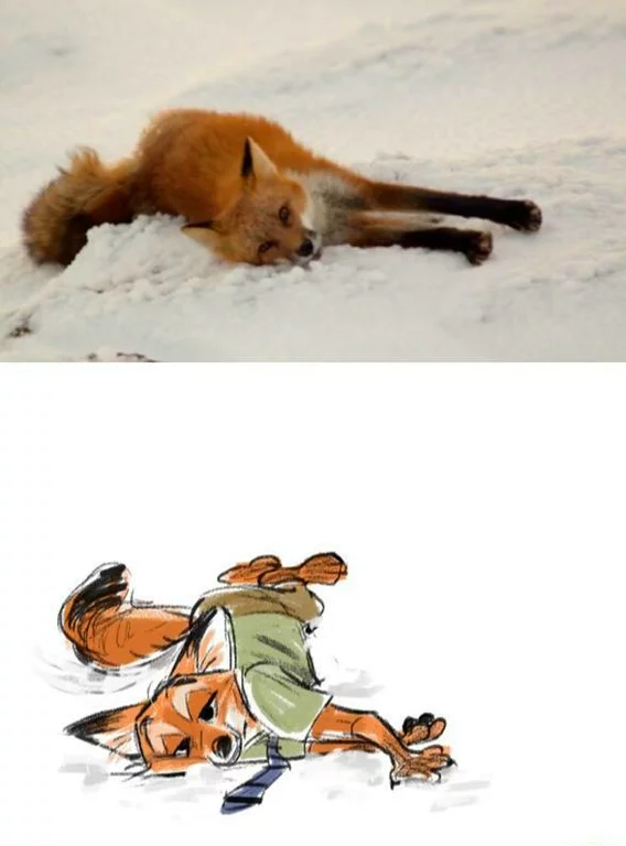 Foxes love snow - Fox, Nick wilde, Snow, Reddit, Sketch, Zootopia