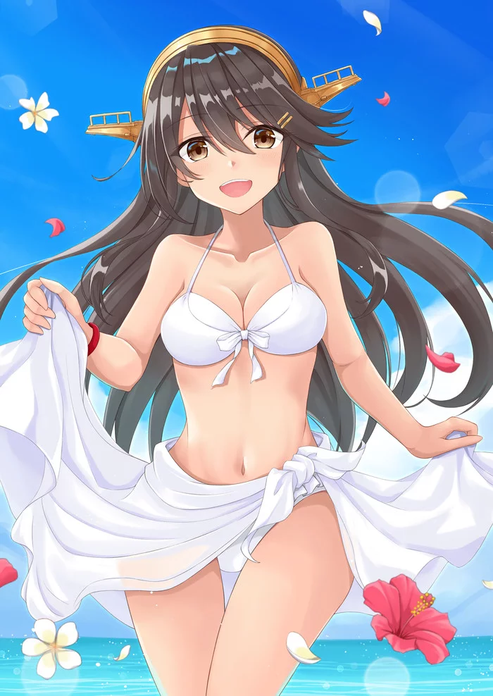 Summer - Anime, Anime art, Haruna, Kantai collection, Swimsuit