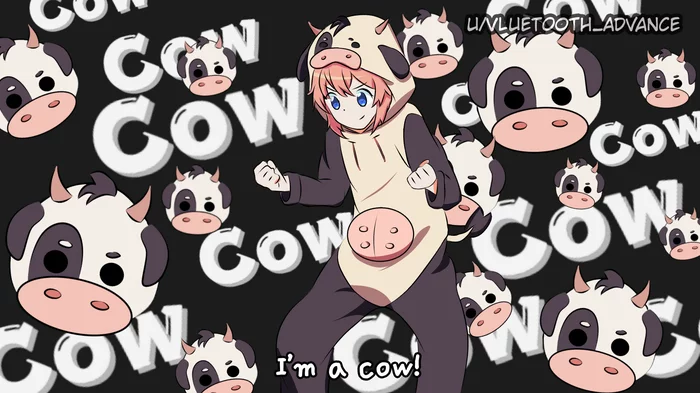 I'm a cow! - Doki Doki Literature Club, Yuru yuri, Crossover, Sayori, Anime art, Anime, Visual novel, Crossover