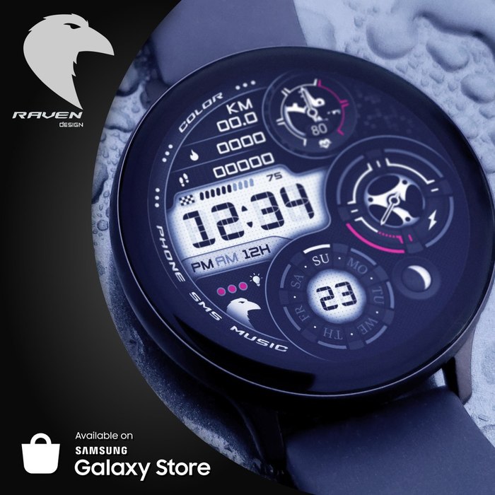 Raven-    Samsung Galaxy Watch , , , Samsung, Samsung Galaxy, Watchface,  , Samsung galaxy Watch