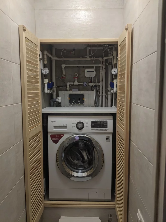 Washing machine above the toilet. Doors. Photo report - Longpost, Washing machine, Toilet, Report, With your own hands, Interior Design