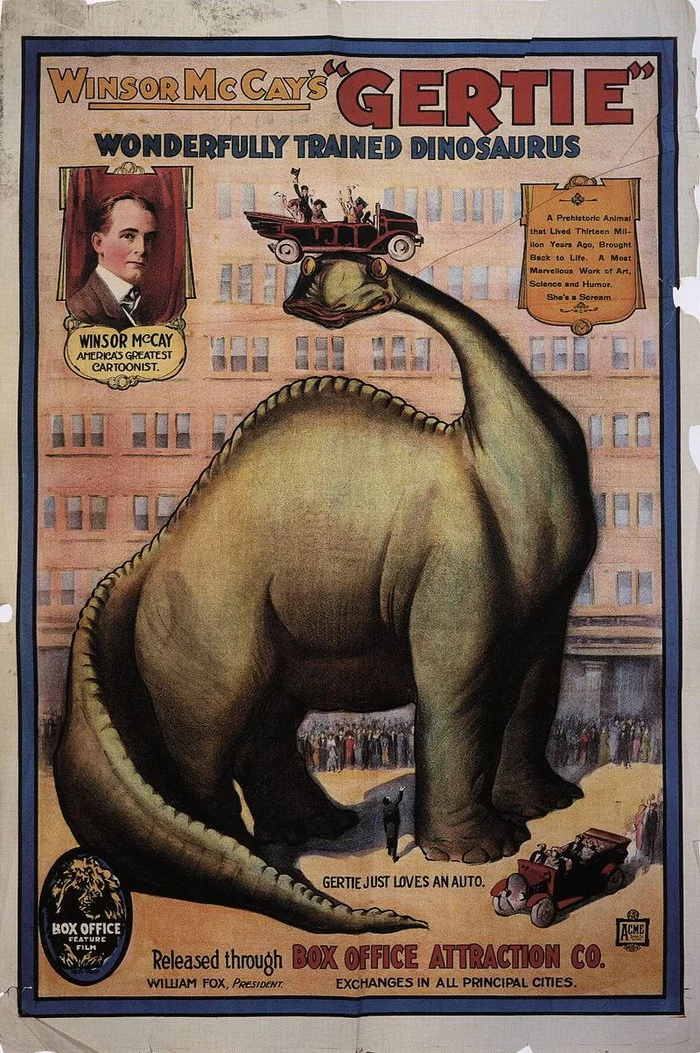 The first film (and cartoon) about a dinosaur in the history of cinema - Movies, Cartoons, Animation, Story, Cinema, Interesting, Informative, Dinosaurs, Video, Longpost