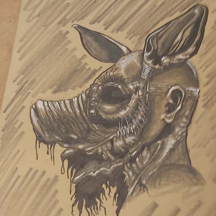 Piggy mask) - Horror, Sketch, Sketch, Tattoo, Pencil drawing, Pencil, Drawing, Art, My