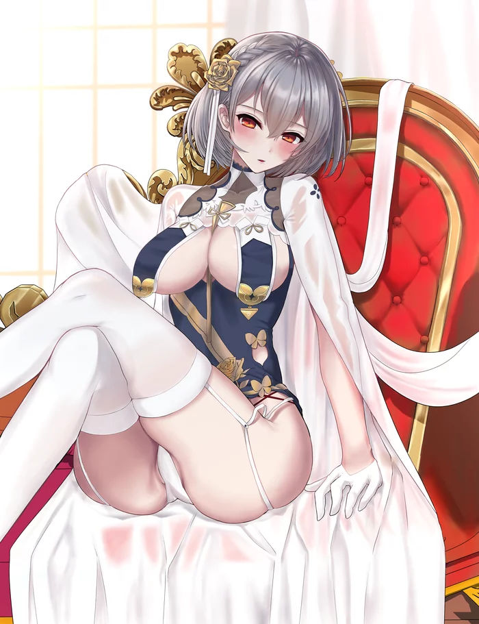 Sirius - NSFW, Anime, Anime art, Azur lane, Sirius, Pantsu, Stockings, Booty, Breast