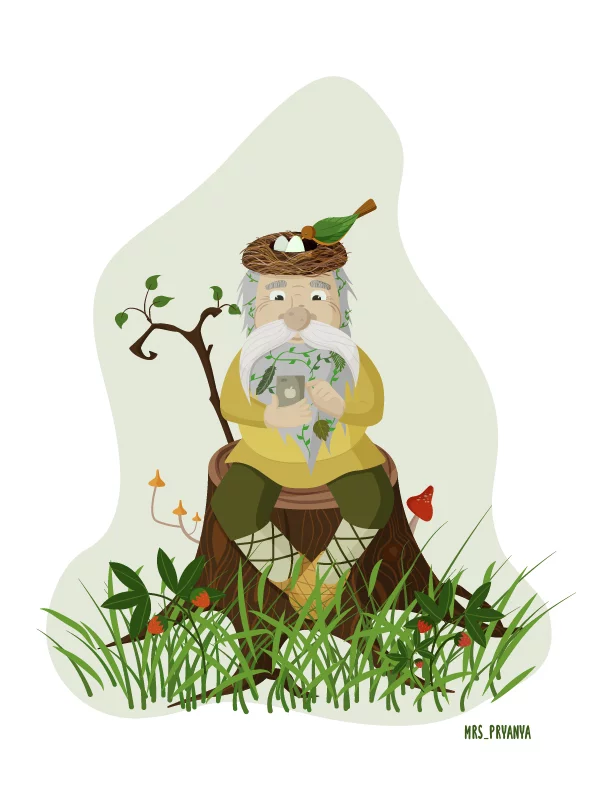 Spirit of the forest - My, Illustrations, Drawing, Forest, Spirit, Grandfather