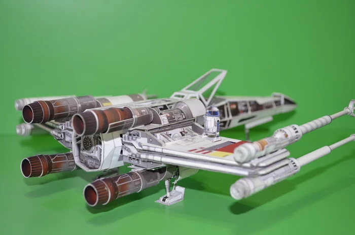 Звёздный истребитель T-65 «X-wing» - Моё, Papercraft, Да пребудет с тобой сила, Star Wars, Времяпрепровождение, R2-D2, Космос, Длиннопост