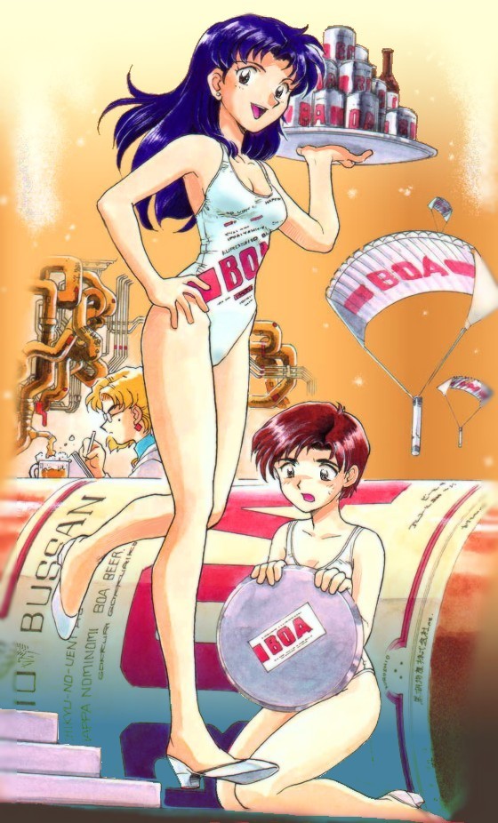 Misato Katsuragi - NSFW, Misato Katsuragi, Evangelion, Anime Art, Длиннопост, Аниме, Купальник