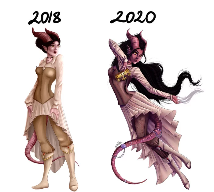 Two years later - My, Art, Digital drawing, Progress, Dungeons & dragons, Characters (edit), Drawing