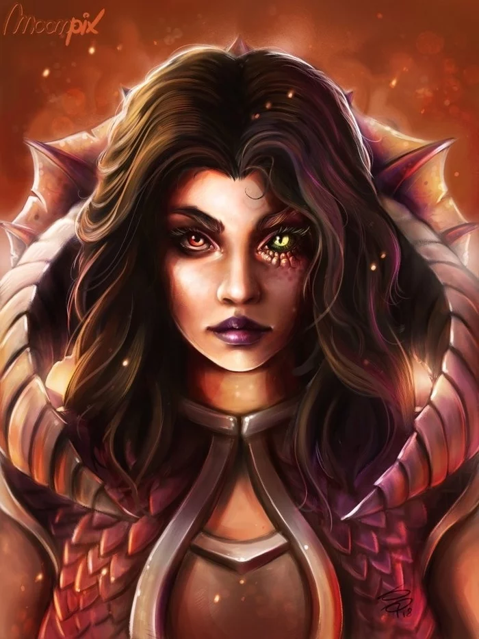 Fan art of Katrana Prestor (Onyxia in human form) By Moon Pix - Wow, Warcraft, Blizzard, Game art, Art, Creation, Onyxia