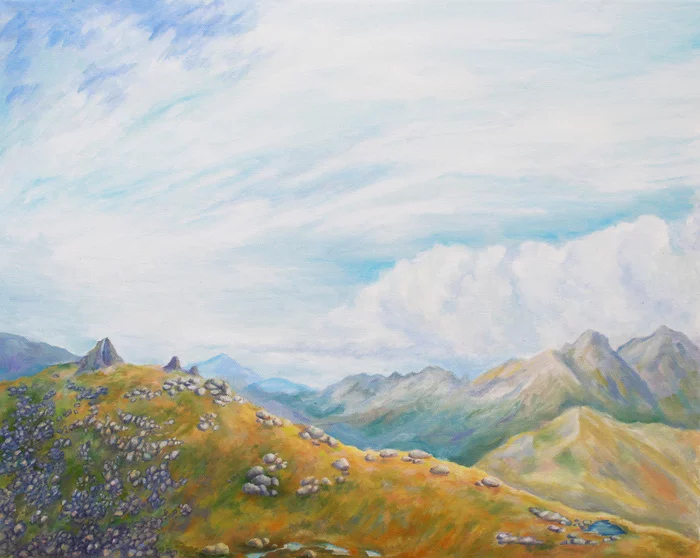 Mountains - My, Oil painting, Painting, Nature, The nature of Russia, Ergaki, The mountains