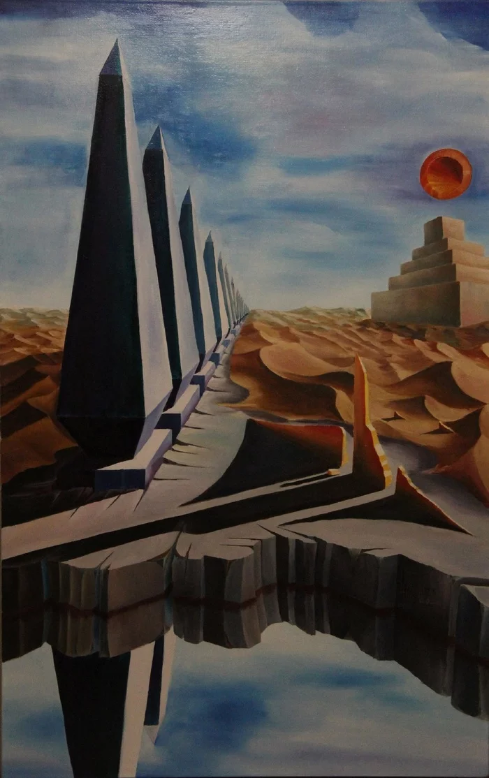 The illusion of civilization - My, Oil painting, Surrealism, Canvas, Modern Art