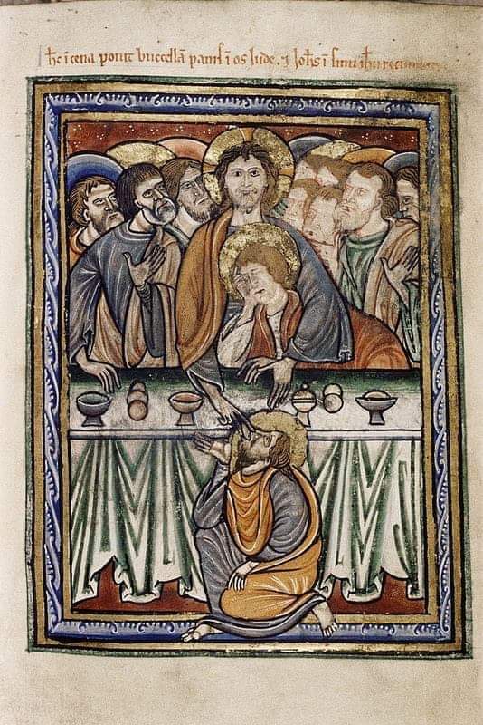 Find the twelfth apostle - Middle Ages, Miniature, The last supper, Judas Iscariot