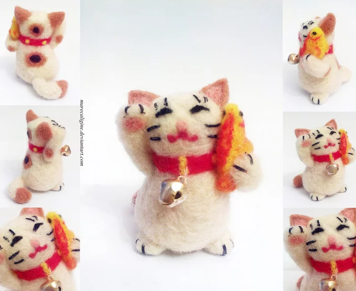 Maneki-neko (white) - My, cat, Maneki-Neko, Wallow, Author's toy